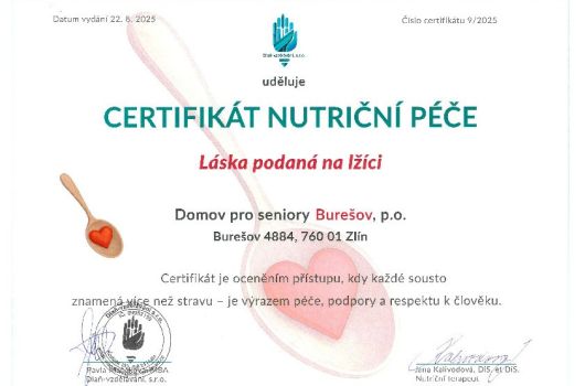 Recertifikát NUTRIČNÍ PÉČE